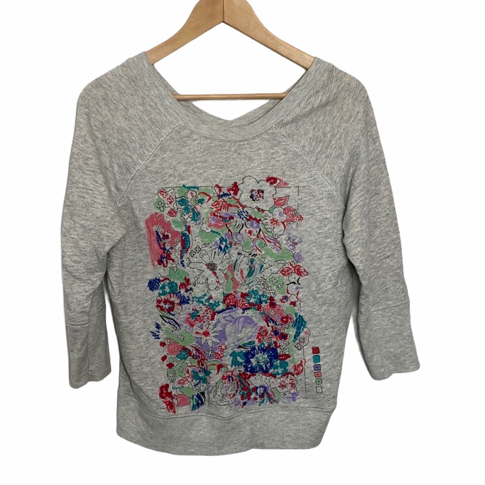Anthropologie Postmark Paint By Numbers Floral Top - Picture 3 of 9